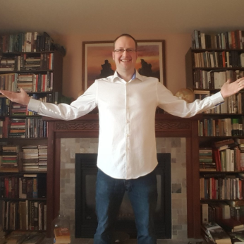 Aaron Hoos celebrating World Book Day