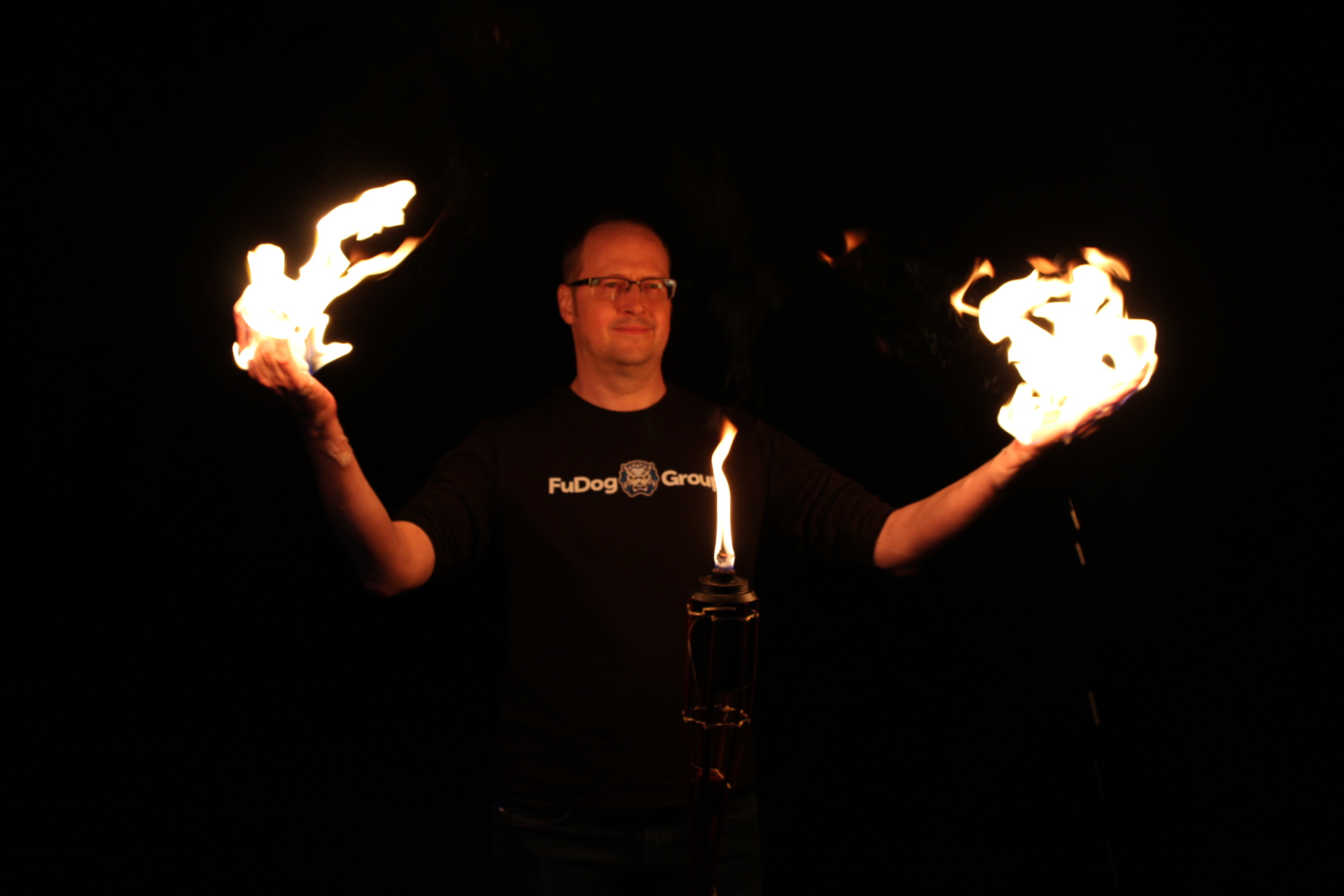 Aaron Hoos juggling fire